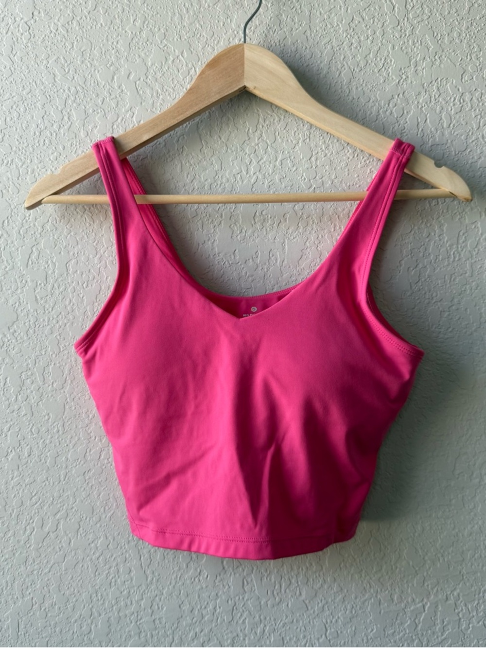 Women’s Pink Scoop Neck Cropped Tank Top with built in bra